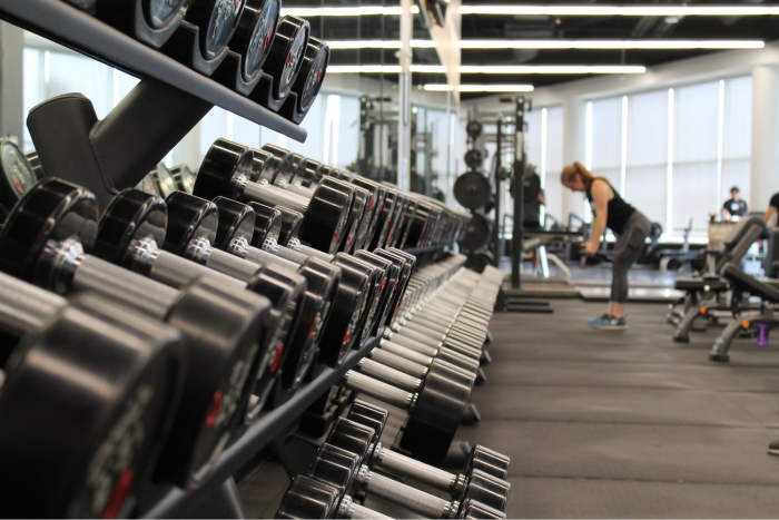 dumbbells in the gym