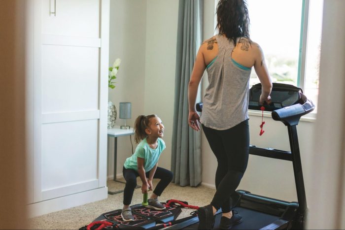 Woman working out at home