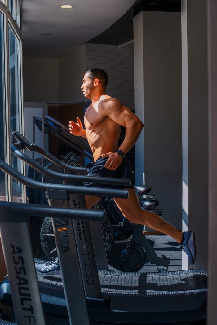Man running on a treadmill