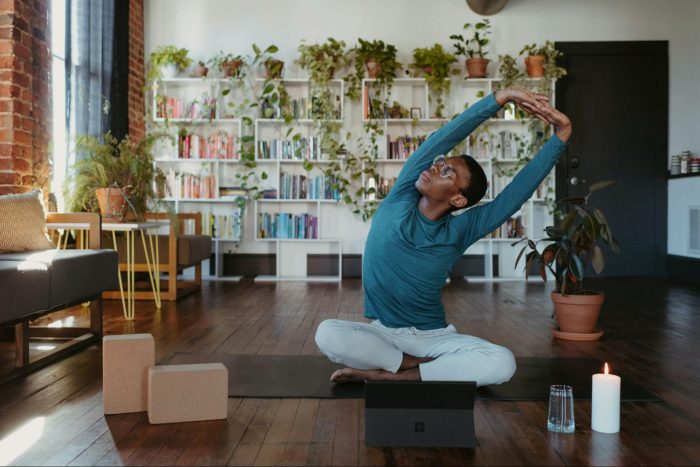 Person performing yoga