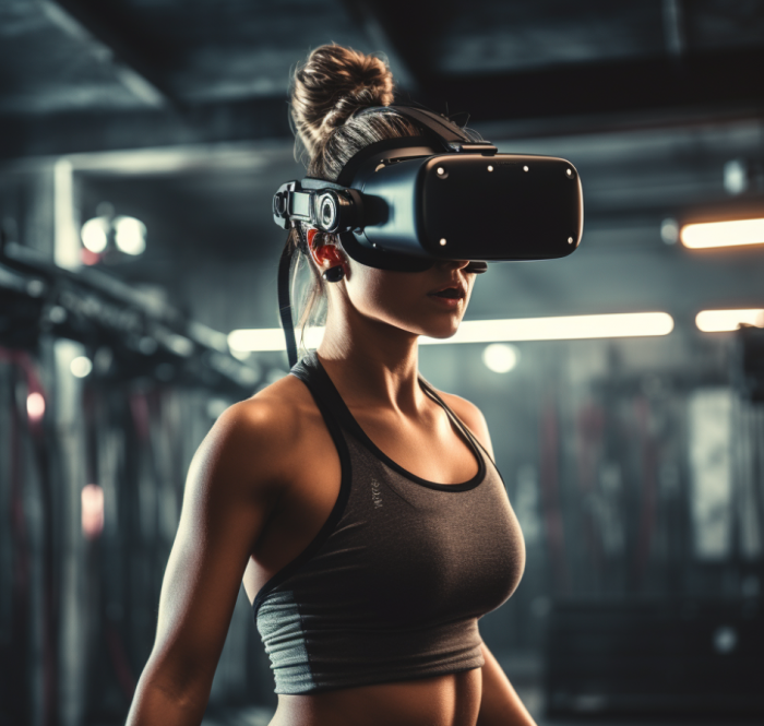 Woman using VR headset