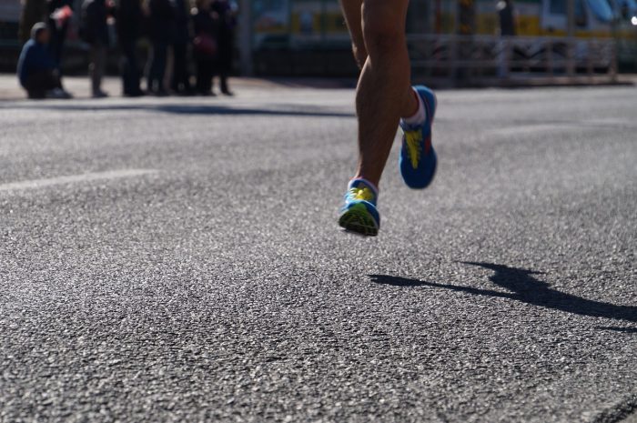 Man running on the road