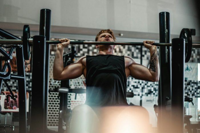 Man bench pressing
