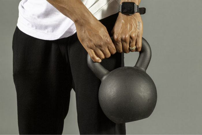 Man holding a kettlebell