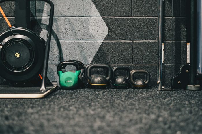 Group of kettlebells