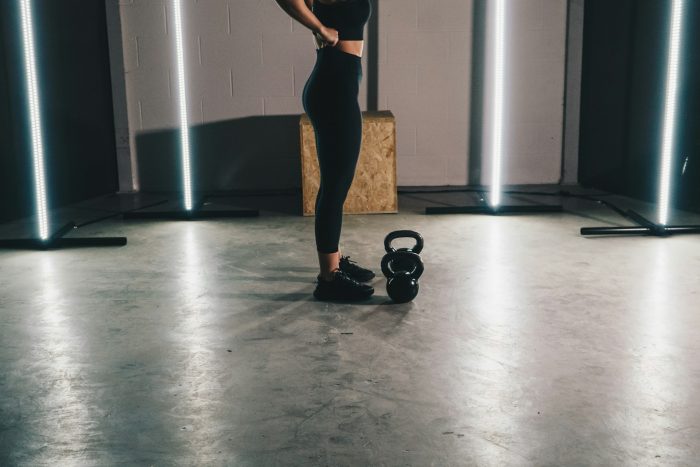 Woman using a kettlebell