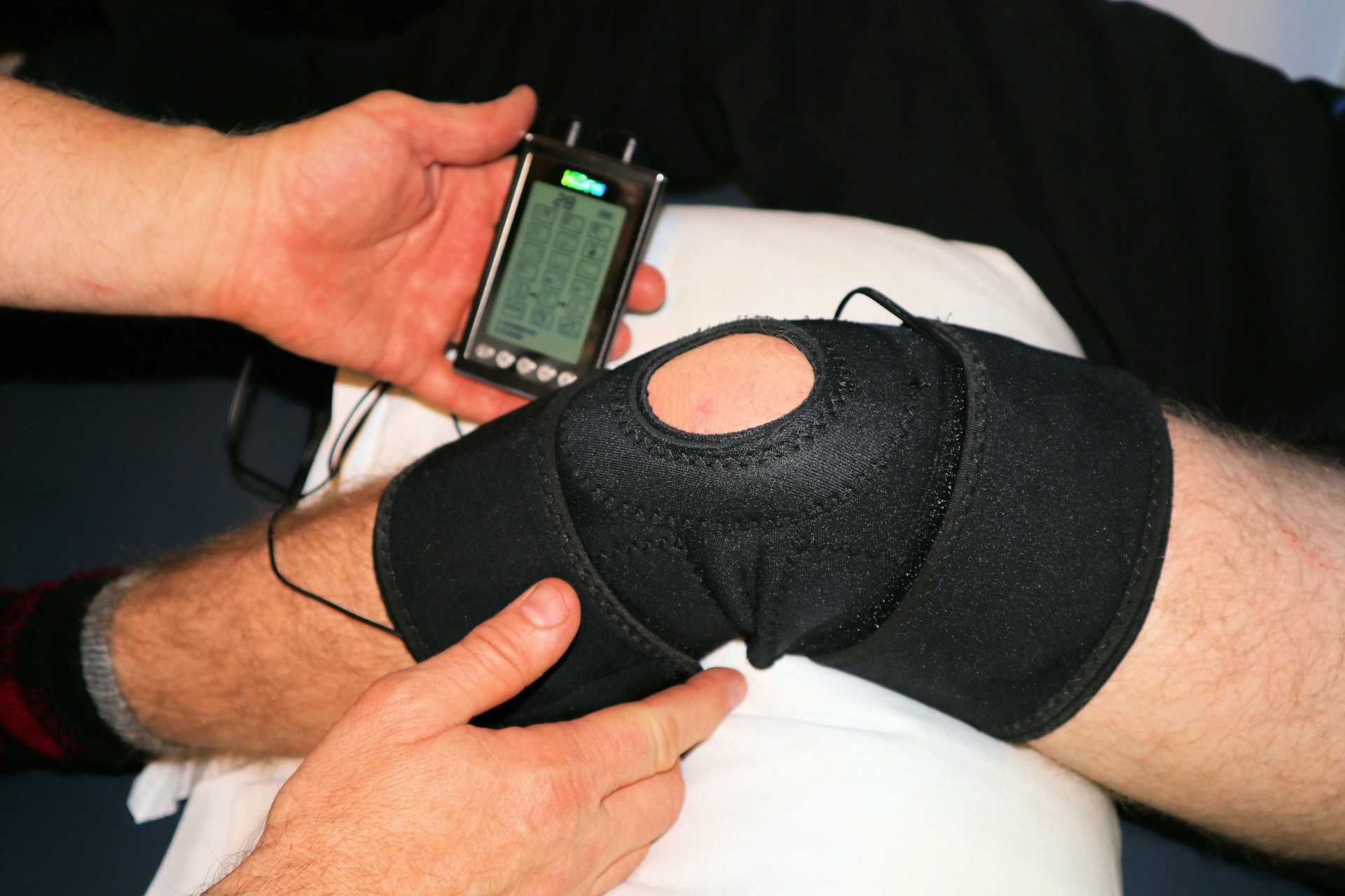 Person with a knee brace on