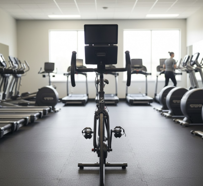 Upright bike in a gym 