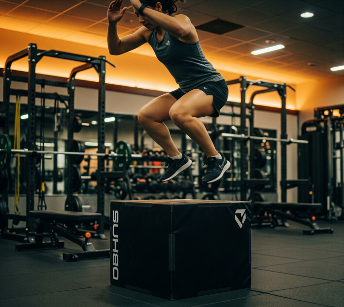 Woman performing a box jump