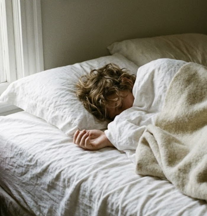A woman asleep in bed