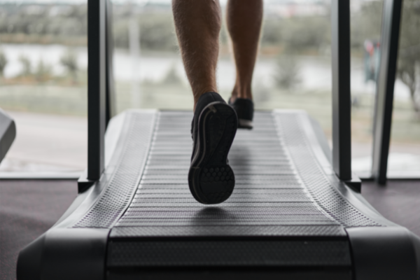 Someone running on a treadmill