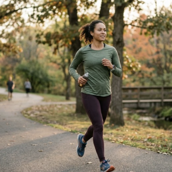 Woman running leisurely in a park