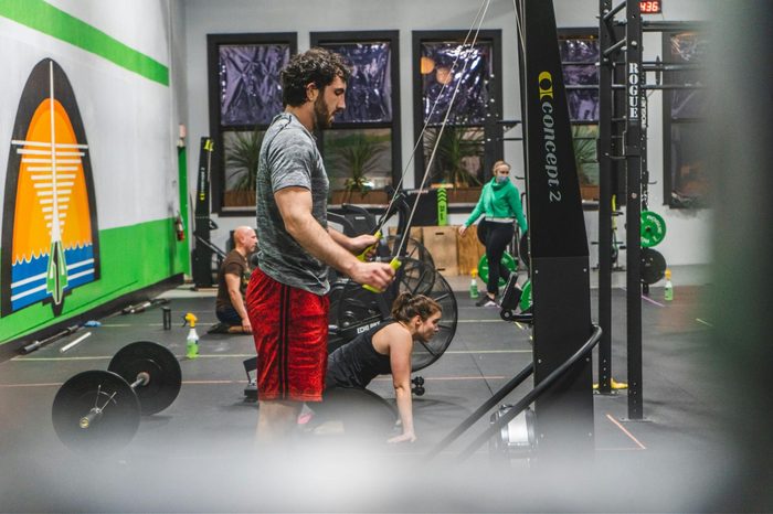 Man performing a skierg workout