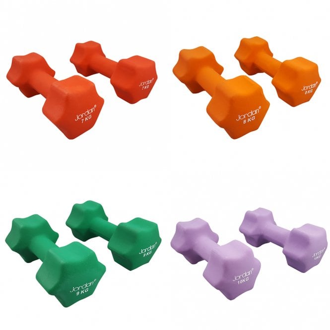 Jordan Fitness Neoprene Studio Dumbbells 7Kg - 10Kg (Pairs)