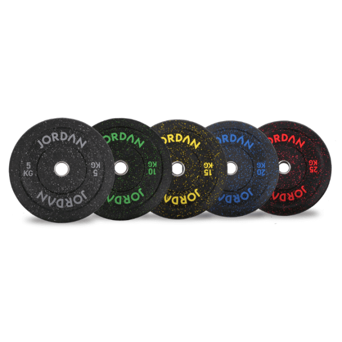 Jordan Fitness HG Black Rubber Bumper Plate - Coloured Fleck