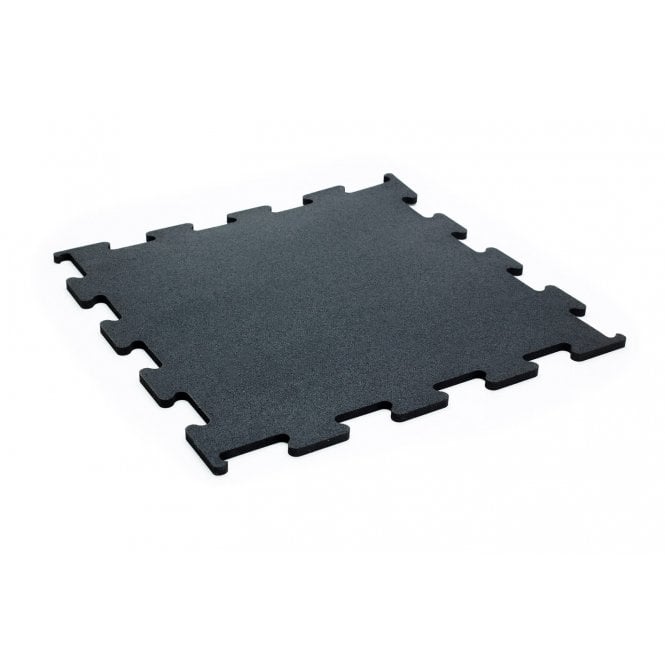 Jordan Fitness Interlocking 10mm Black Rubber Flooring Tiles 