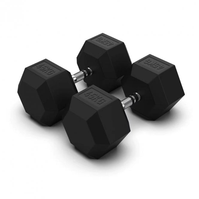Jordan Fitness Hex Rubber Dumbbells Weight: 45KG