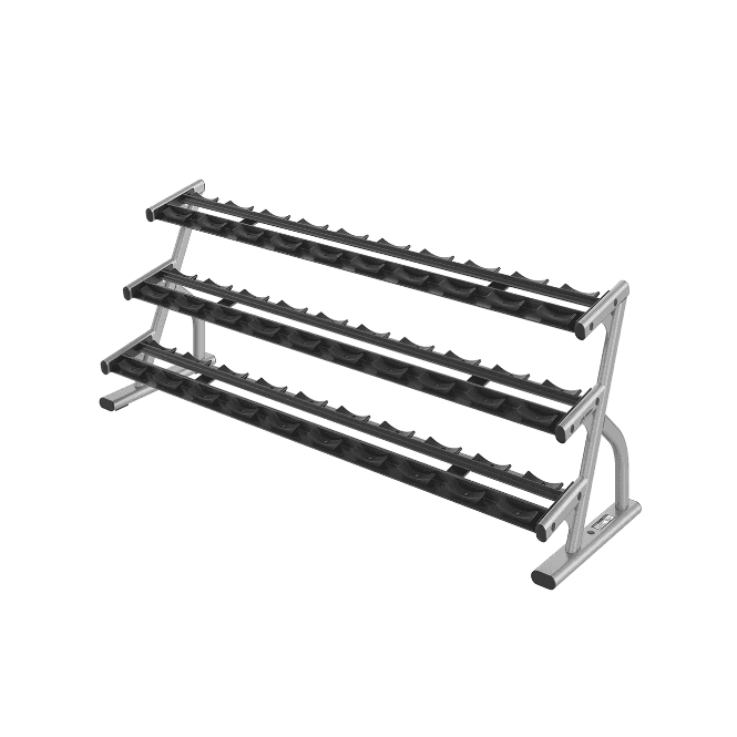 Life Fitness Axiom Series Three-Tier Long Saddle Dumbbell Racks