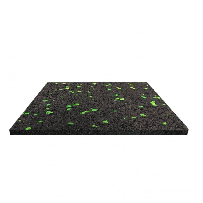 Jordan Fitness Black With Green Fleck Rubber Tile 15mm 