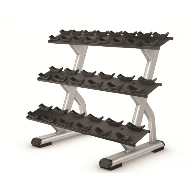 Precor Discovery Series 3 Tier Dumbbell Rack Silver