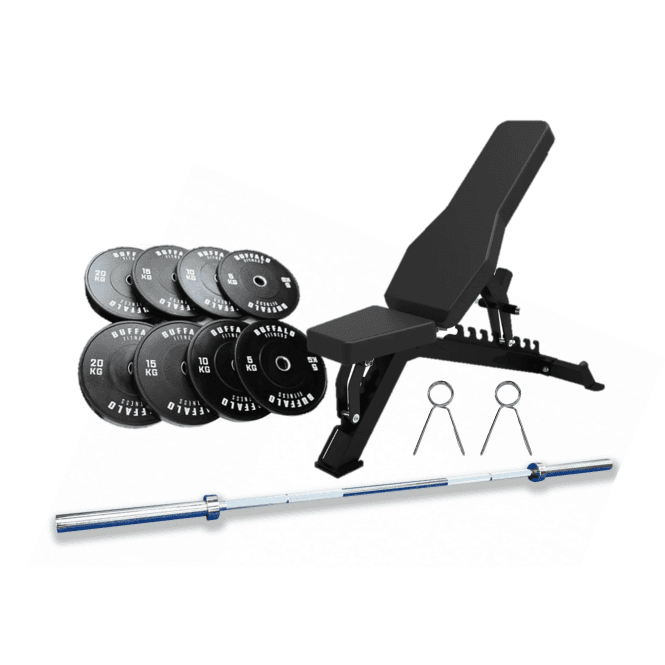 Buffalo Fitness Bar, Bench & Bumper Bundle