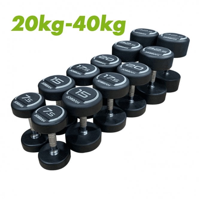 Jordan Fitness 20kg-40kg Premium Rubber Dumbbells Set
