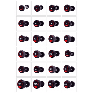 Classic Rubber Dumbbells 2.5kg-25kg Rubber Dumbbell Set - Red