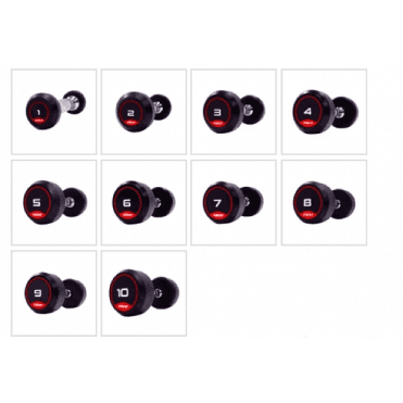 Classic Rubber Dumbbells 1kg-10kg Rubber Dumbbell Set - Red