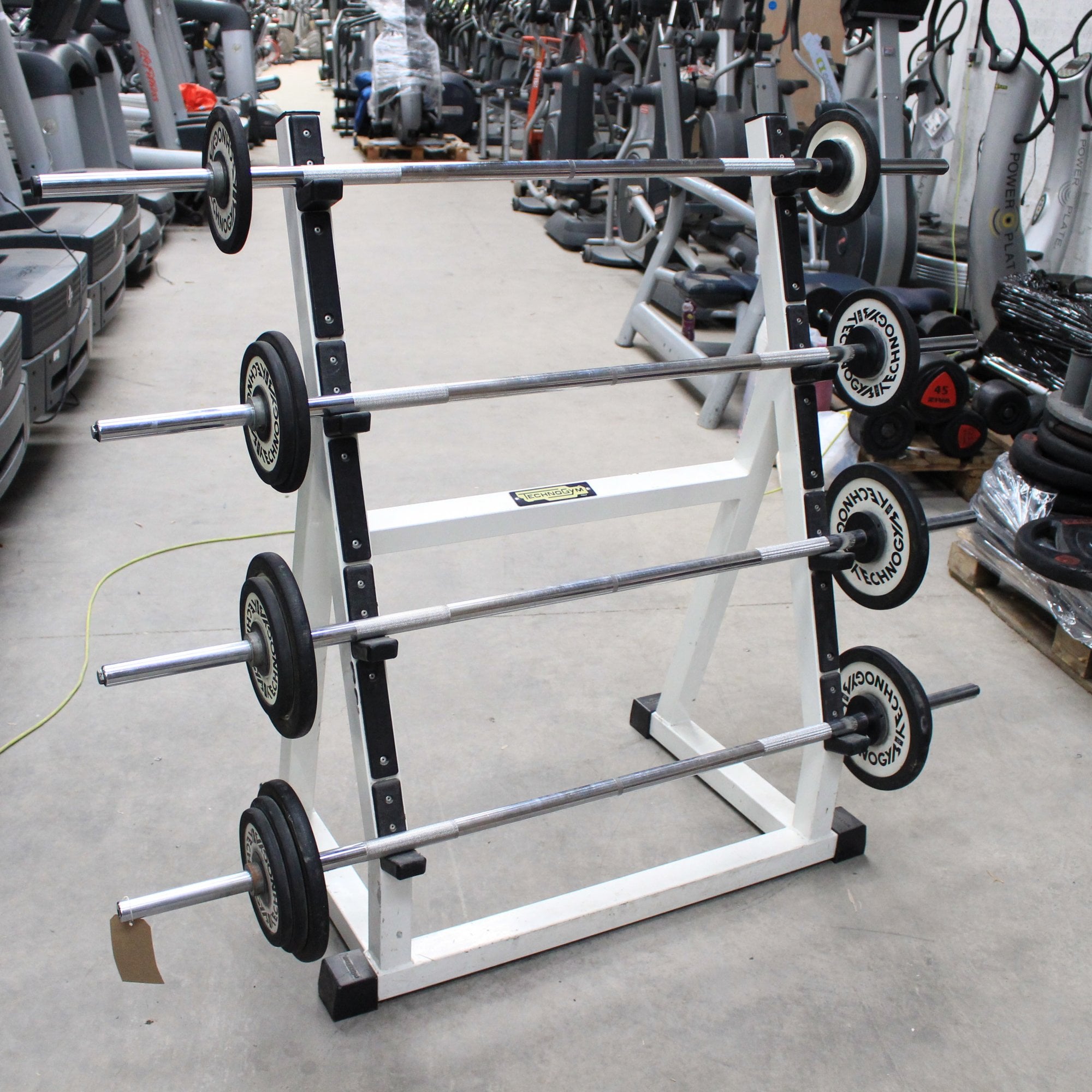Technogym 10kg-25kg Barbell Set with Stand - Commercial Gym Equipment